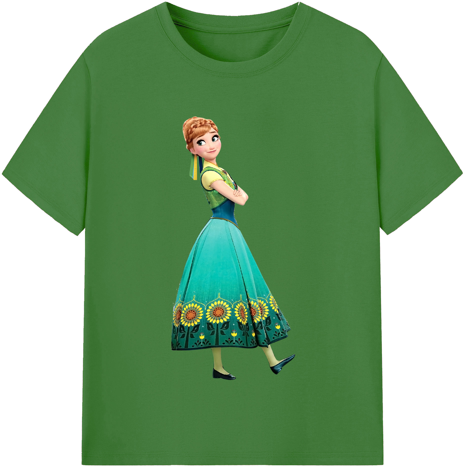 （画像用） アナと雪の女王 アンナ エルサ Frozen Anna Elsa レディースカジュアルプリントTシャツ（綿100％）